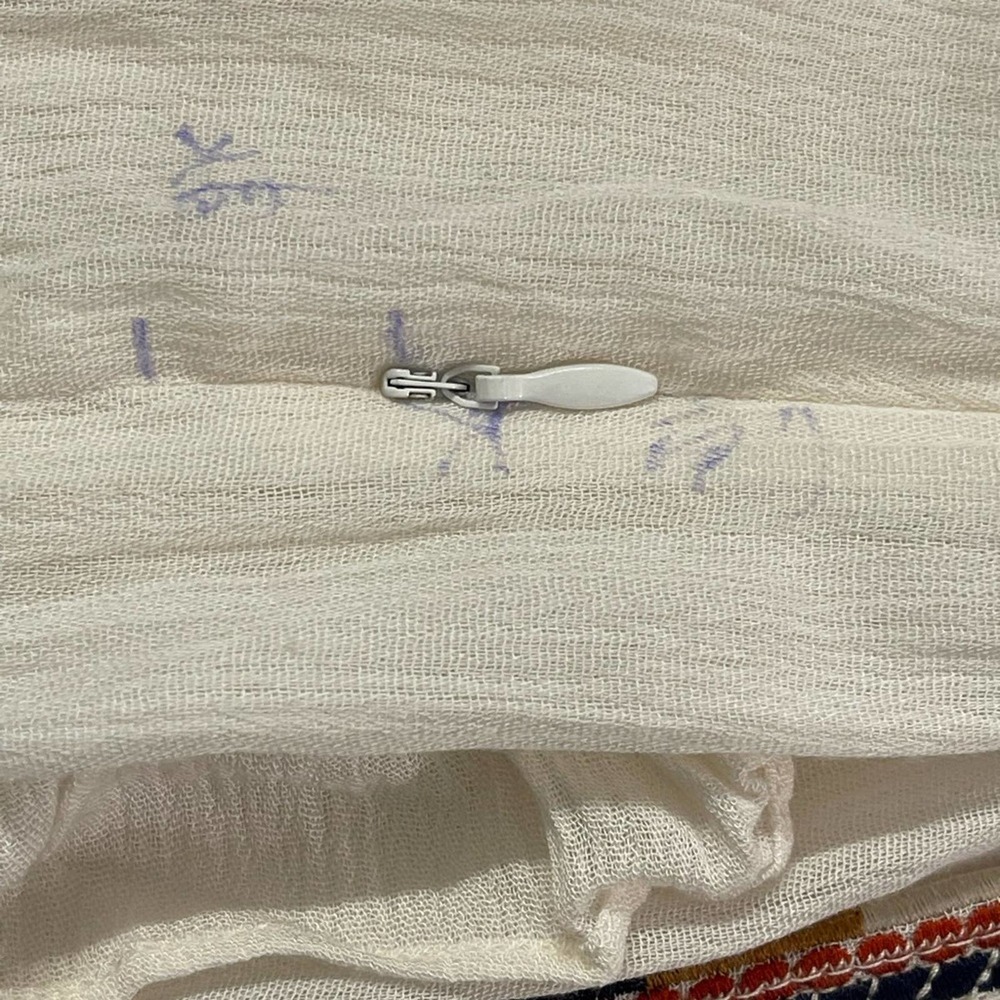 SEE U SOON Boho Style Beige w/Multi Color Cap Ruffled Sleeves & Banded Waistline - Picture 8 of 10